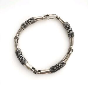 Taxco 925 Sterling Silver Curved link Bracelet 8" 16g VTG Mexico 80s Hook Clasp